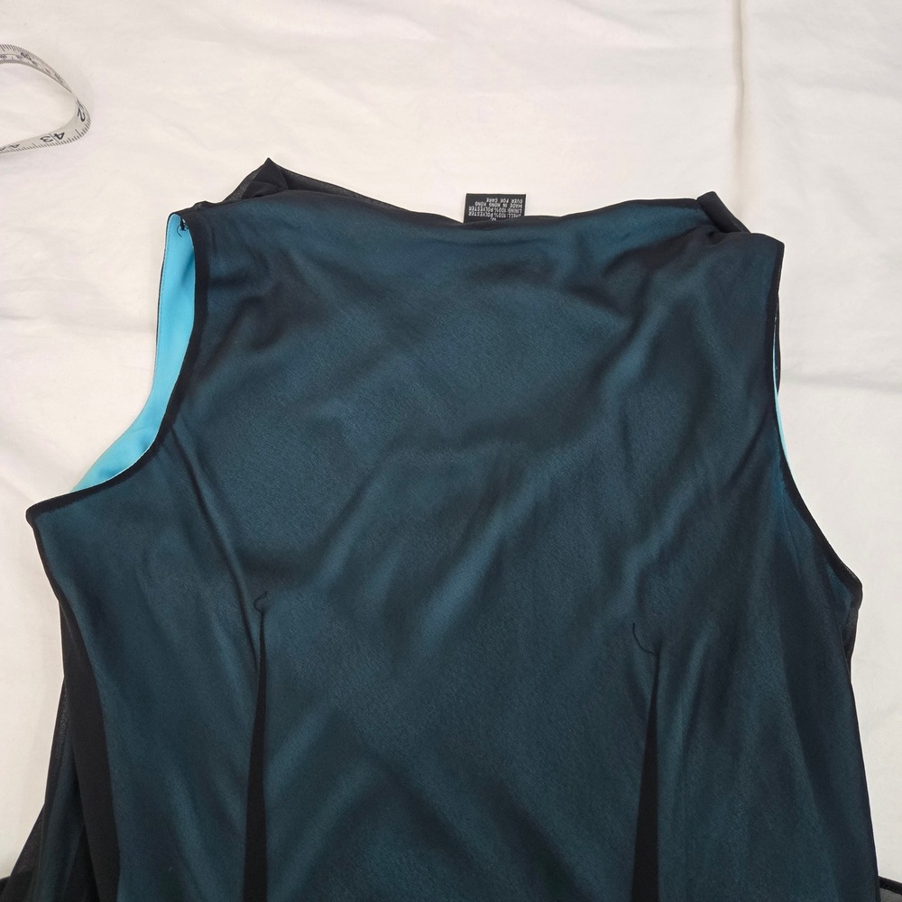 VTG 90s AGB Prom Dress 12( S/M) Black Teal‎ Cowl Neck Floral Sequin Whimsigoth - Picture 12 of 15